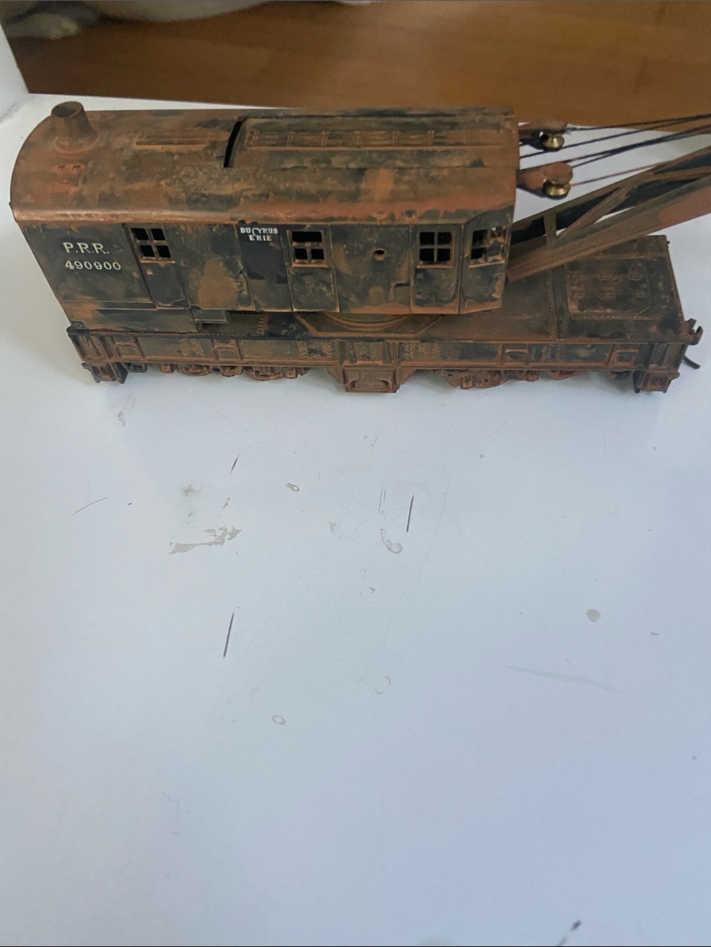 Vintage-Style Rust Brown Model Crane Train Decorative Accent